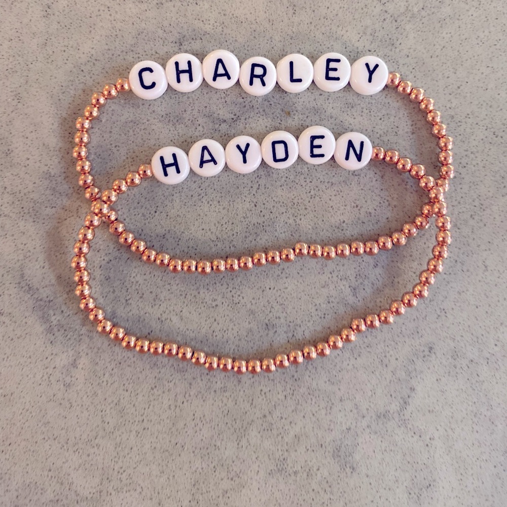 14k Gold or Rose Gold filled custom beaded bracelet! Just tell me the name!